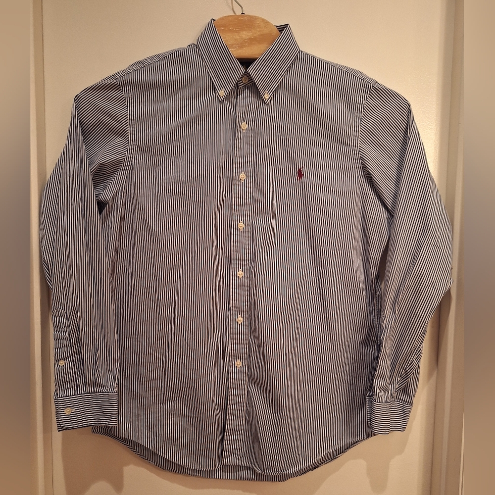 Ralph Lauren Men's Large Button Down‎ Long Sleeve Pin Striped Casual Shirt
